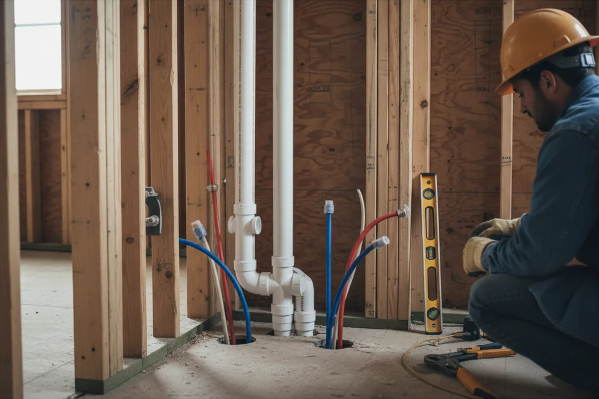 Drain and supply rough-in during Toilet Repair and Installation in Akron